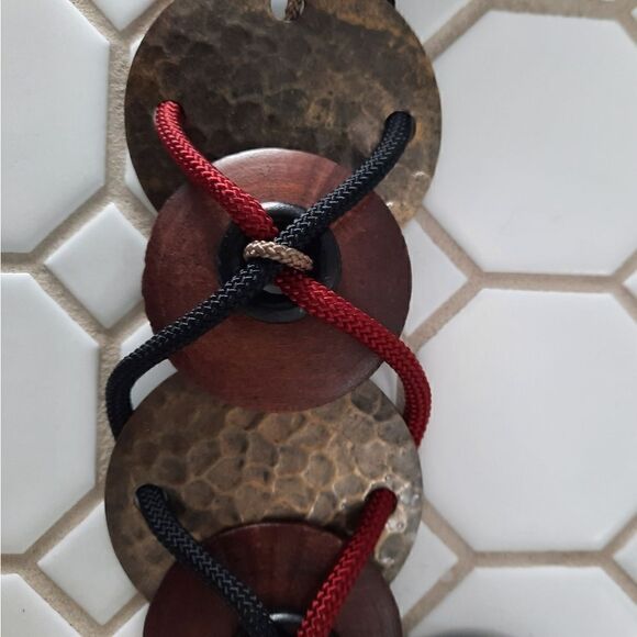 Hammered Brass and Wooden Belt - Picture 5 of 7